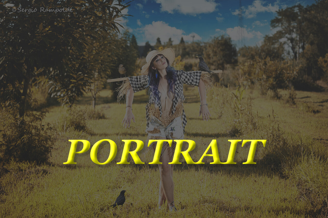 Pagina introduzione ritratti Un ritratto usato come sfondo per inserire la scritta portrait